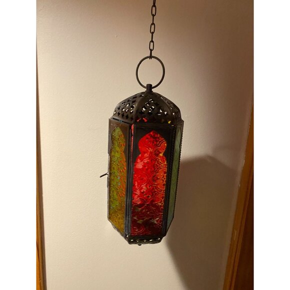 9 Pc Wedding Lot Copper Moroccan Lantern Metal Cutouts Decor 10" Tall MULTICOLOR - Picture 7 of 9